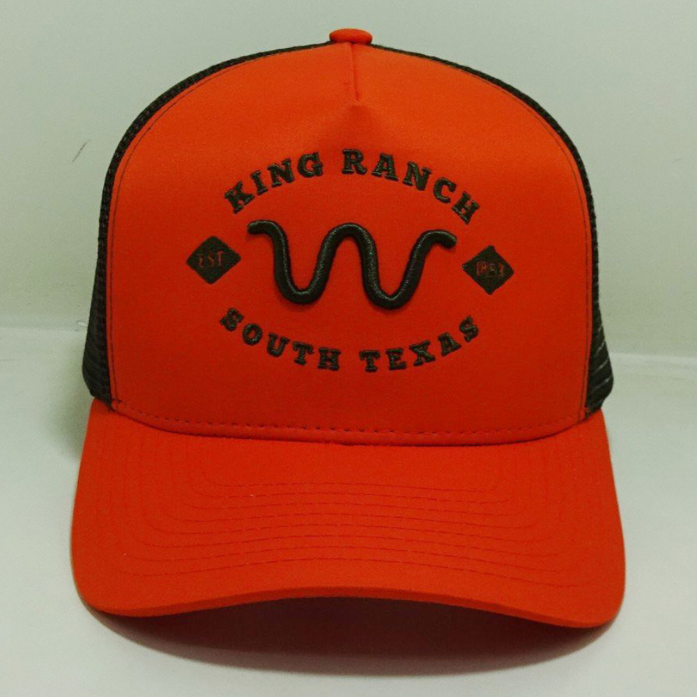 3D Embroidered Foam Mesh Hats Baseball Trucker Hats 5 Panel Hot Red Color Curved Brim Adjustable Snapback Vietnam Headwear OEM 2