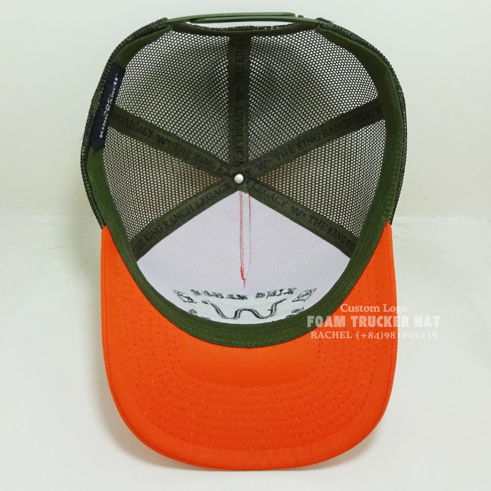 3D Embroidered Foam Mesh Hats Baseball Trucker Hats 5 Panel Hot Red Color Curved Brim Adjustable Snapback Vietnam Headwear OEM 6