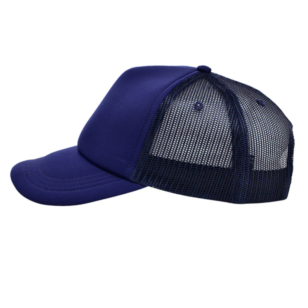3D Embroidered Logo 5 Panel Foam Trucker Hat Breathable Mesh Adjustable Plastic Single Row Buckle for Men Women Unisex Wholesale 7