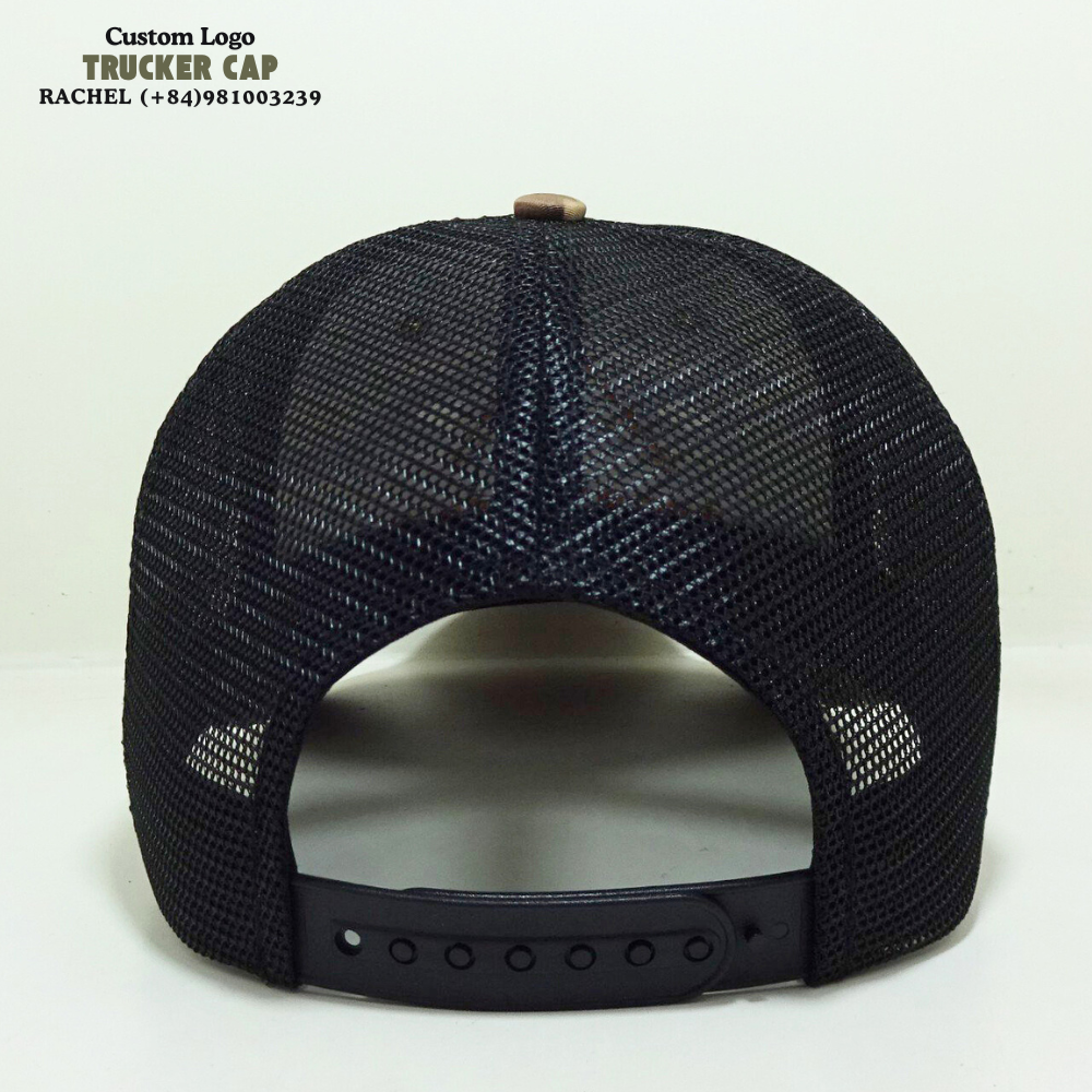 3D Embroidered Logo Camouflage Trucker Hats 6 Panels Gorras Caps Breathable Black Mesh Adjustable Snapback Closure Curved Brim 6