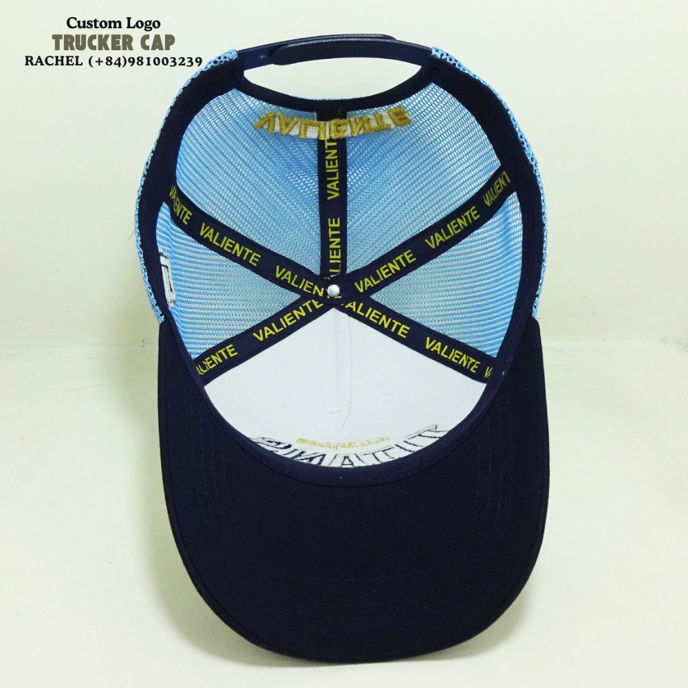 3D Embroidered Logo Foam Trucker Hats 5 Panel Structured Curved Brim Custom Printed Inner Tape Back Curved Part Snapback Closure 5