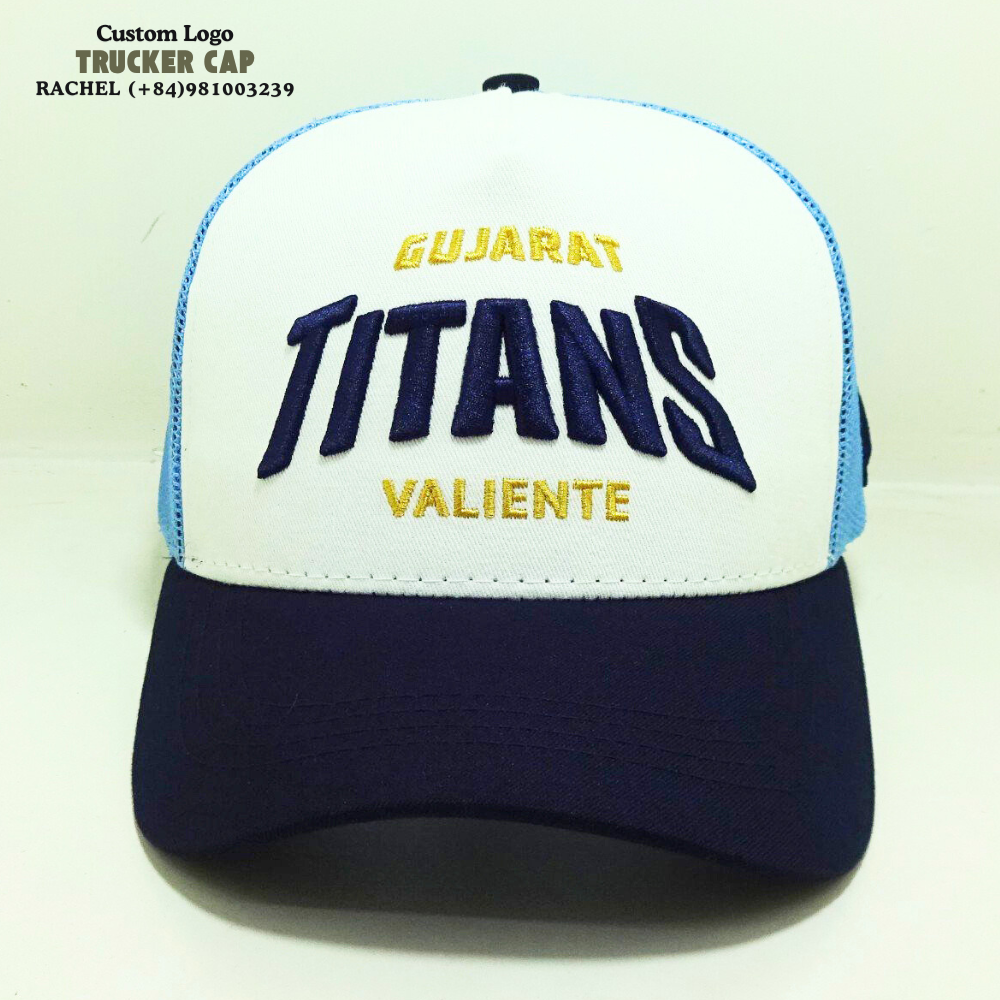 3D Embroidered Logo Foam Trucker Hats 5 Panel Structured Curved Brim Custom Printed Inner Tape Back Curved Part Snapback Closure 2