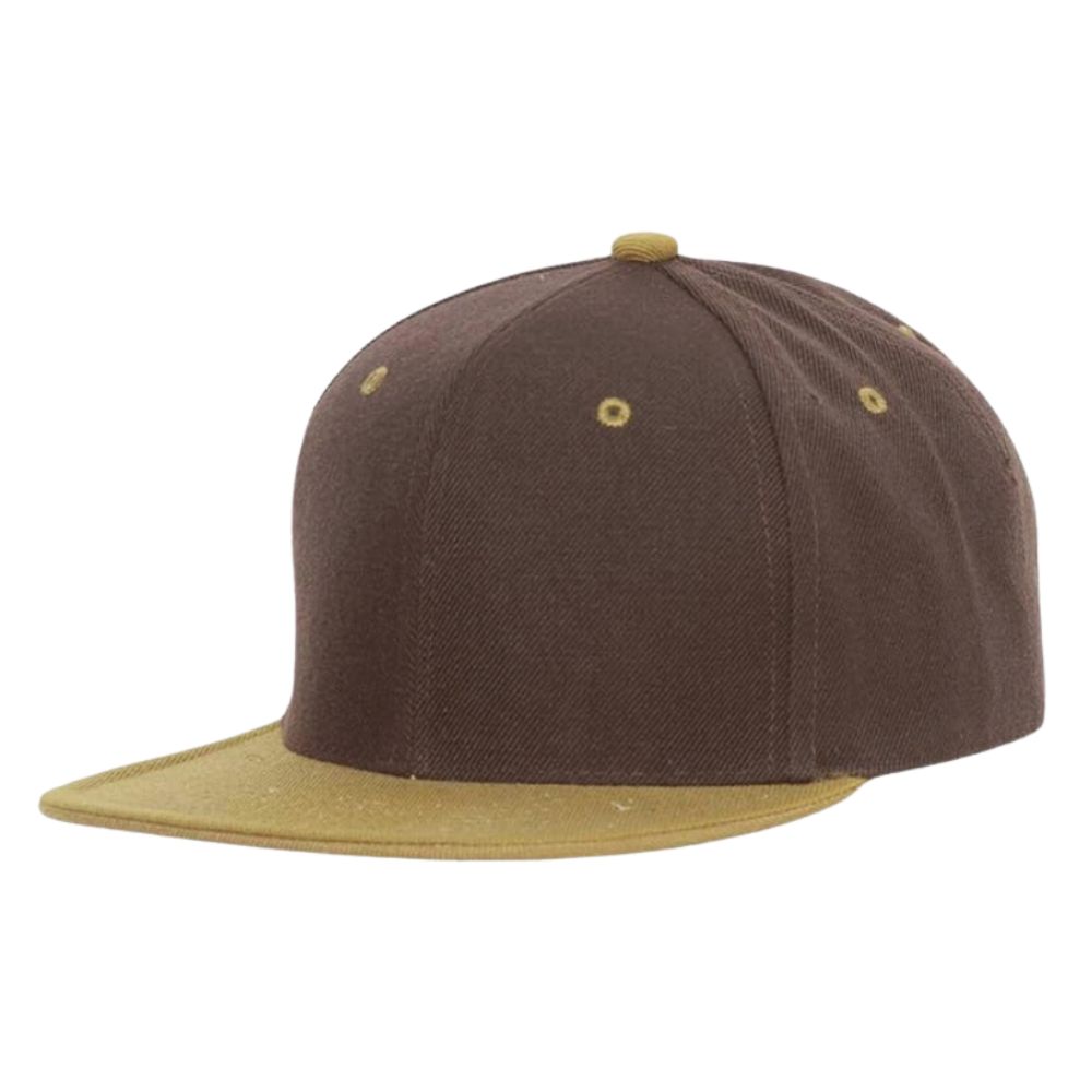 3D Embroidered Logo Snapback 6 Panel Classic Styles Contrast Flat Brim Eyelets Plastic Single Row Buckle Closure Brown/Mustard 4