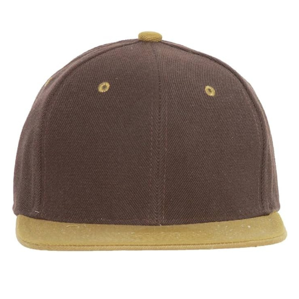 3D Embroidered Logo Snapback 6 Panel Classic Styles Contrast Flat Brim Eyelets Plastic Single Row Buckle Closure Brown/Mustard 3