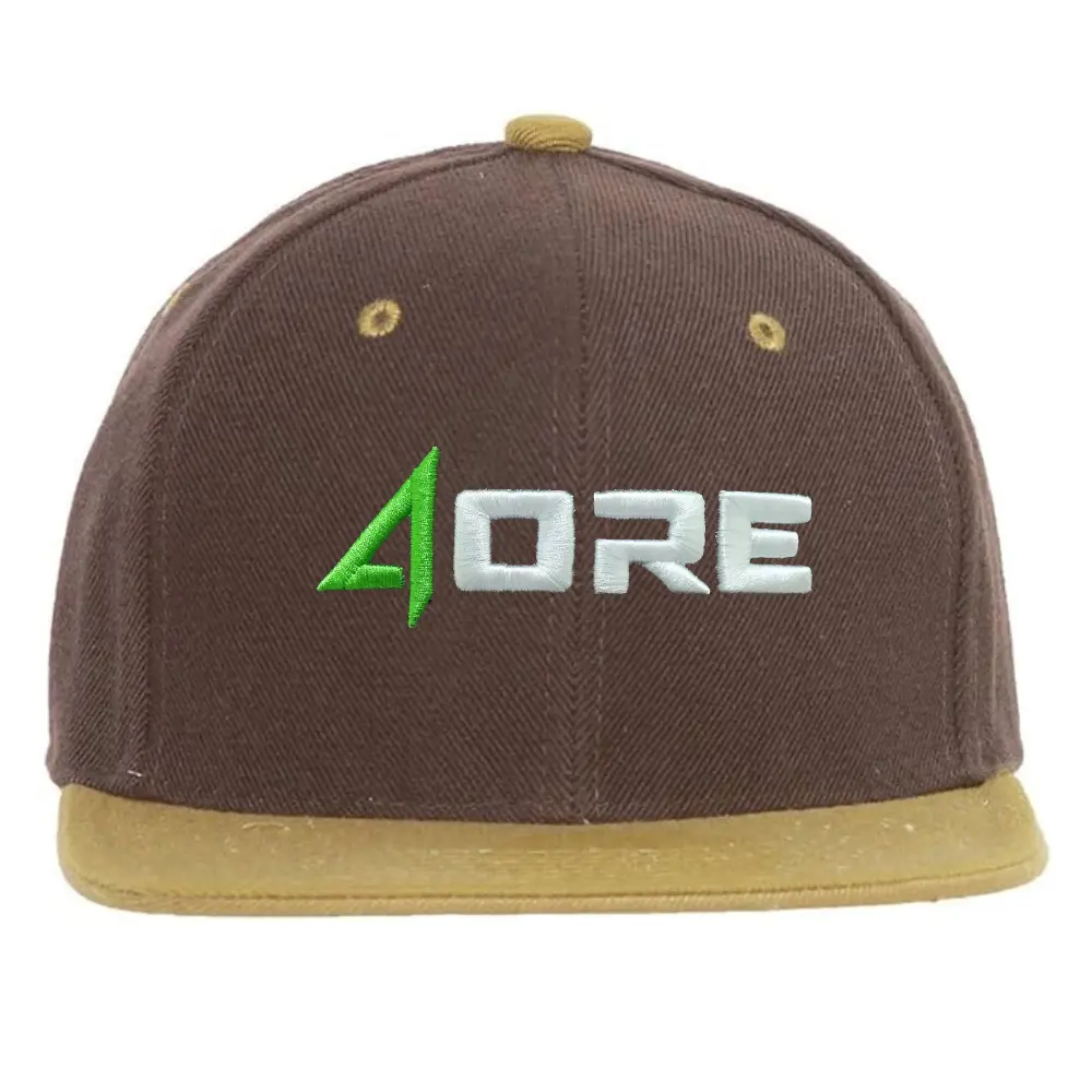 3D Embroidered Logo Snapback 6 Panel Classic Styles Contrast Flat Brim Eyelets Plastic Single Row Buckle Closure Brown/Mustard 2