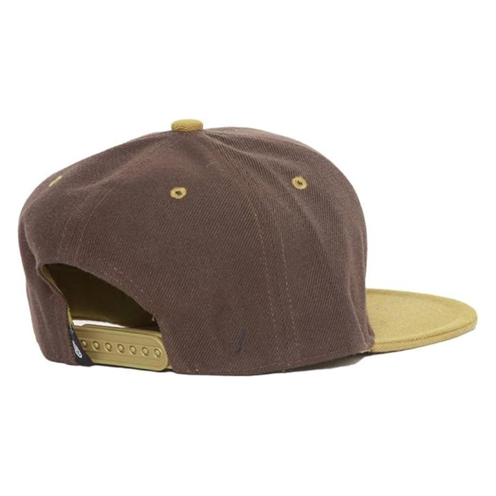 3D Embroidered Logo Snapback 6 Panel Classic Styles Contrast Flat Brim Eyelets Plastic Single Row Buckle Closure Brown/Mustard 5