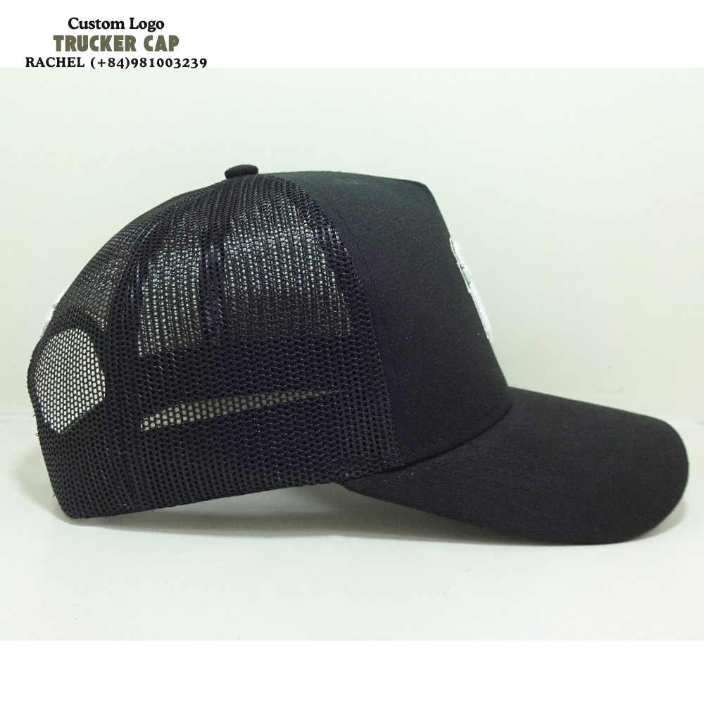 3D Embroidered Logo Trucker Hats 6 Panel Gorras Caps Curved Brim Custom Printed Inner Tape Back Curved Part Snapback Closure OEM 4