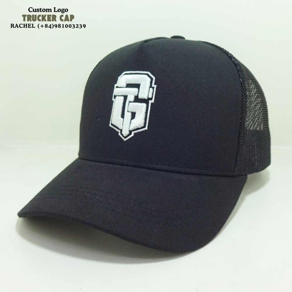 3D Embroidered Logo Trucker Hats 6 Panel Gorras Caps Curved Brim Custom Printed Inner Tape Back Curved Part Snapback Closure OEM 2