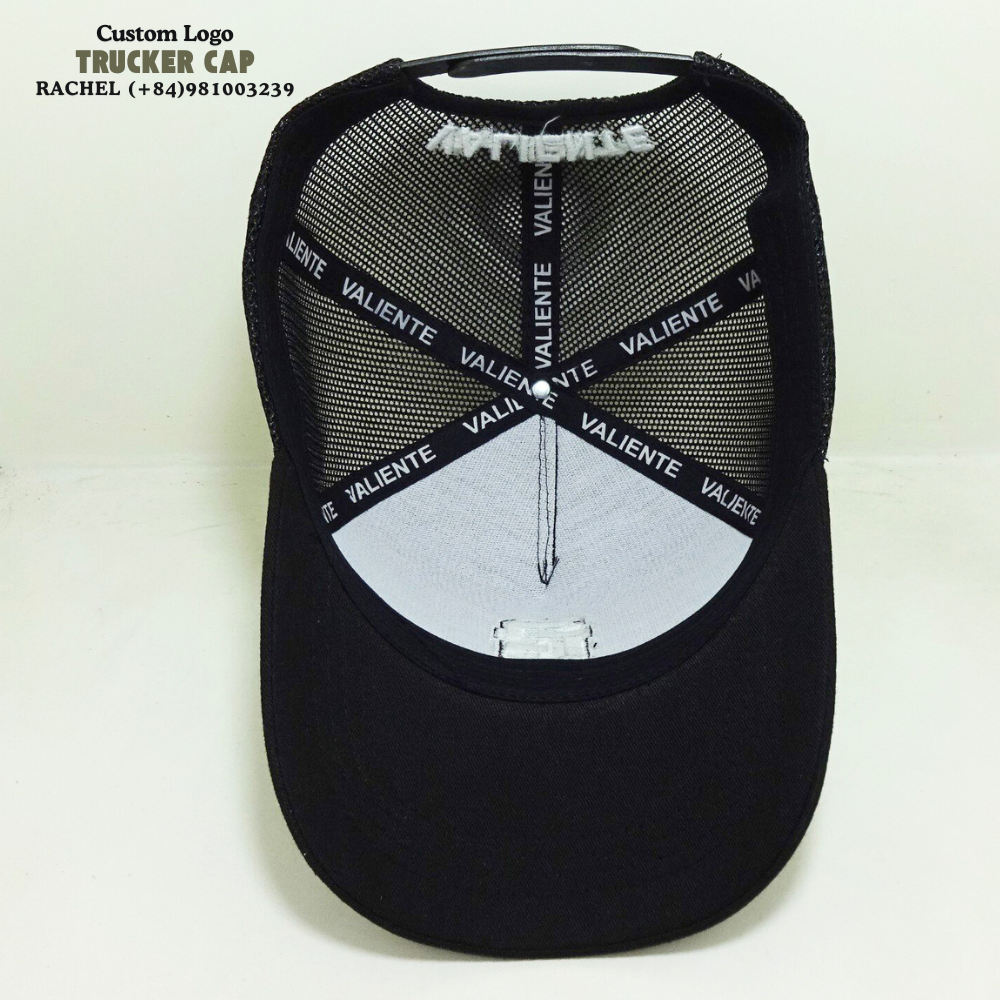 3D Embroidered Logo Trucker Hats 6 Panel Gorras Caps Curved Brim Custom Printed Inner Tape Back Curved Part Snapback Closure OEM 5