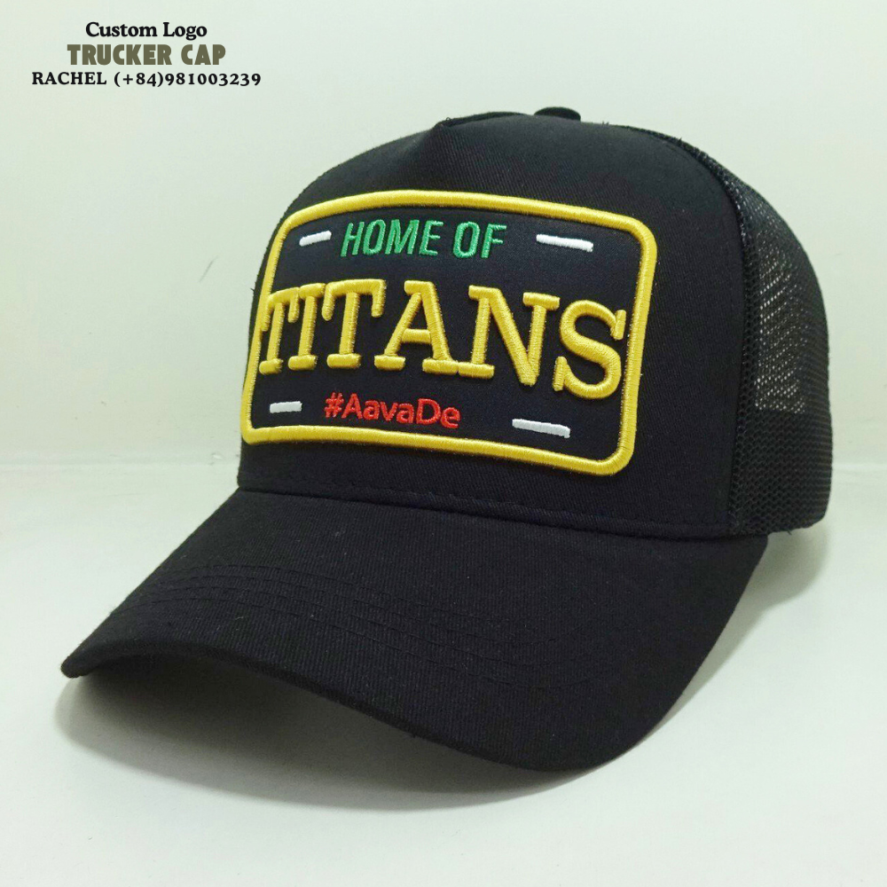 3D Embroidered Logo Trucker Hats 6 Panel Gorras Structured Caps Black Printed Inner Tapes Back Curved Part Snapback Closure OEM 2