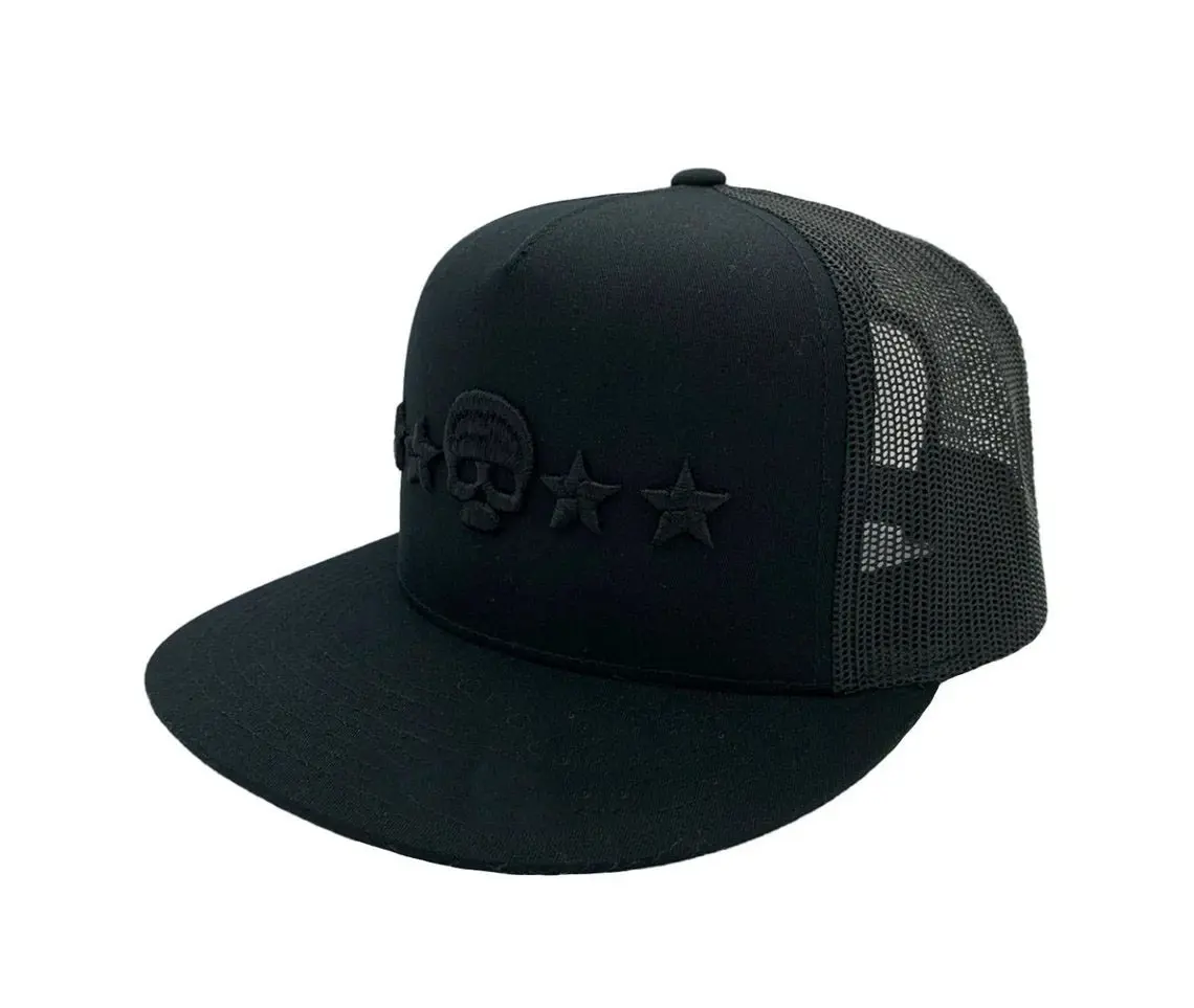 3D Embroidery 5-Panel Flat Brim High Quality Grey and Black Color High Profile Cotton and Mesh Trucker Hat From Vietnam Supplier 2