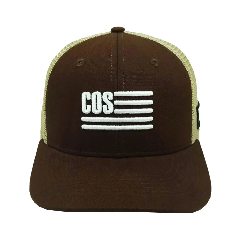3D Embroidery 6-Panel Curved Brim High Quality Navy Blue/ Brown Color Medium Profile Cotton and Mesh Fabric Trucker Hat for Men 2