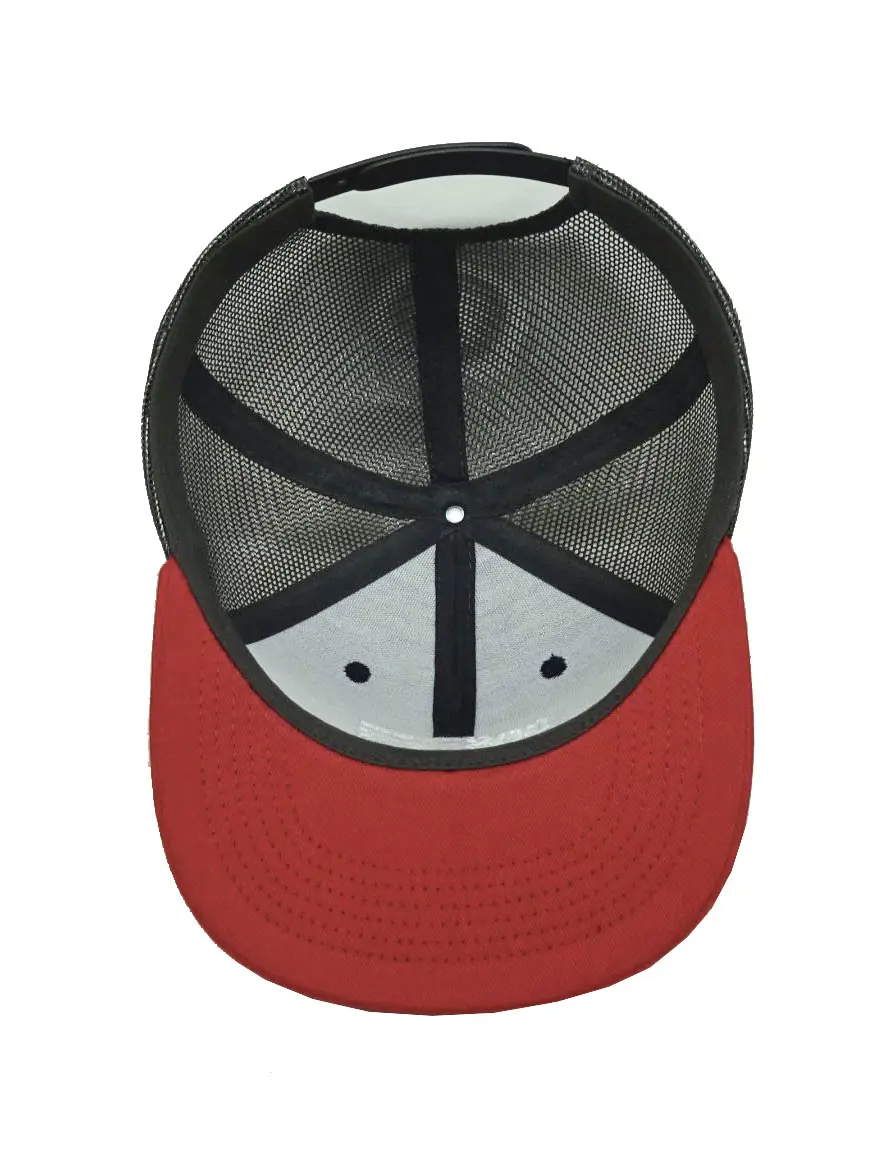 3D Embroidery 6-Panel Curved Brim High Quality Navy Blue/ Brown Color Medium Profile Cotton and Mesh Fabric Trucker Hat for Men 6