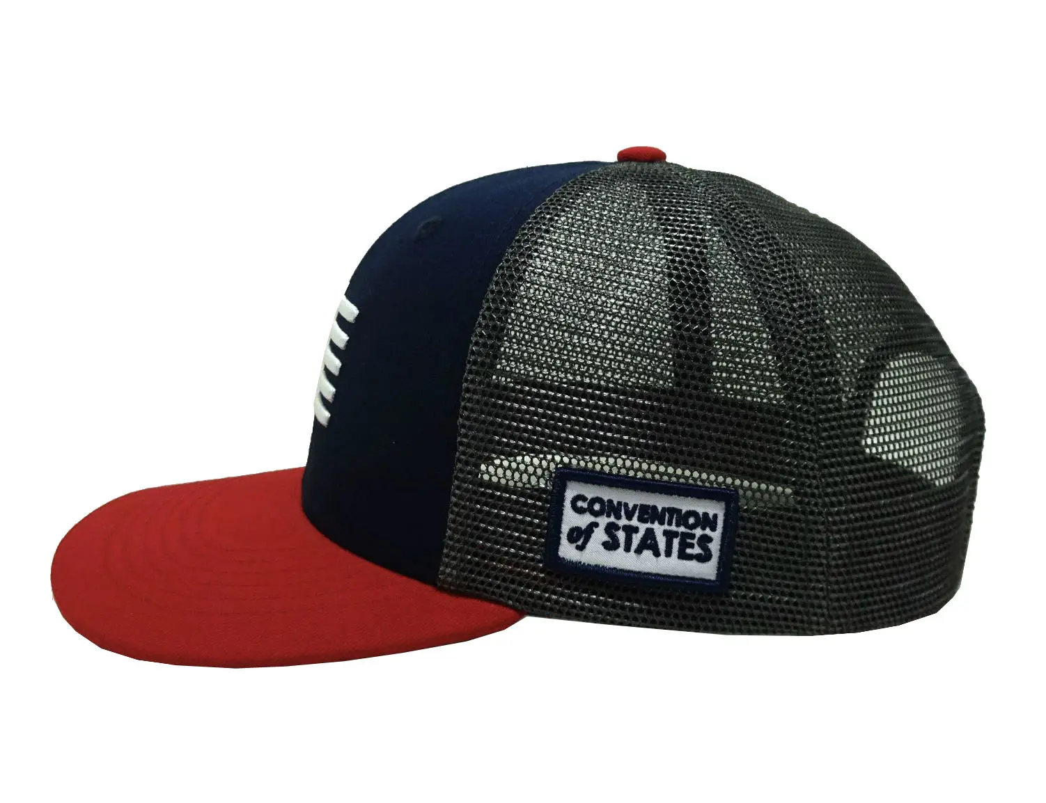3D Embroidery 6-Panel Curved Brim High Quality Navy Blue/ Brown Color Medium Profile Cotton and Mesh Fabric Trucker Hat for Men 4