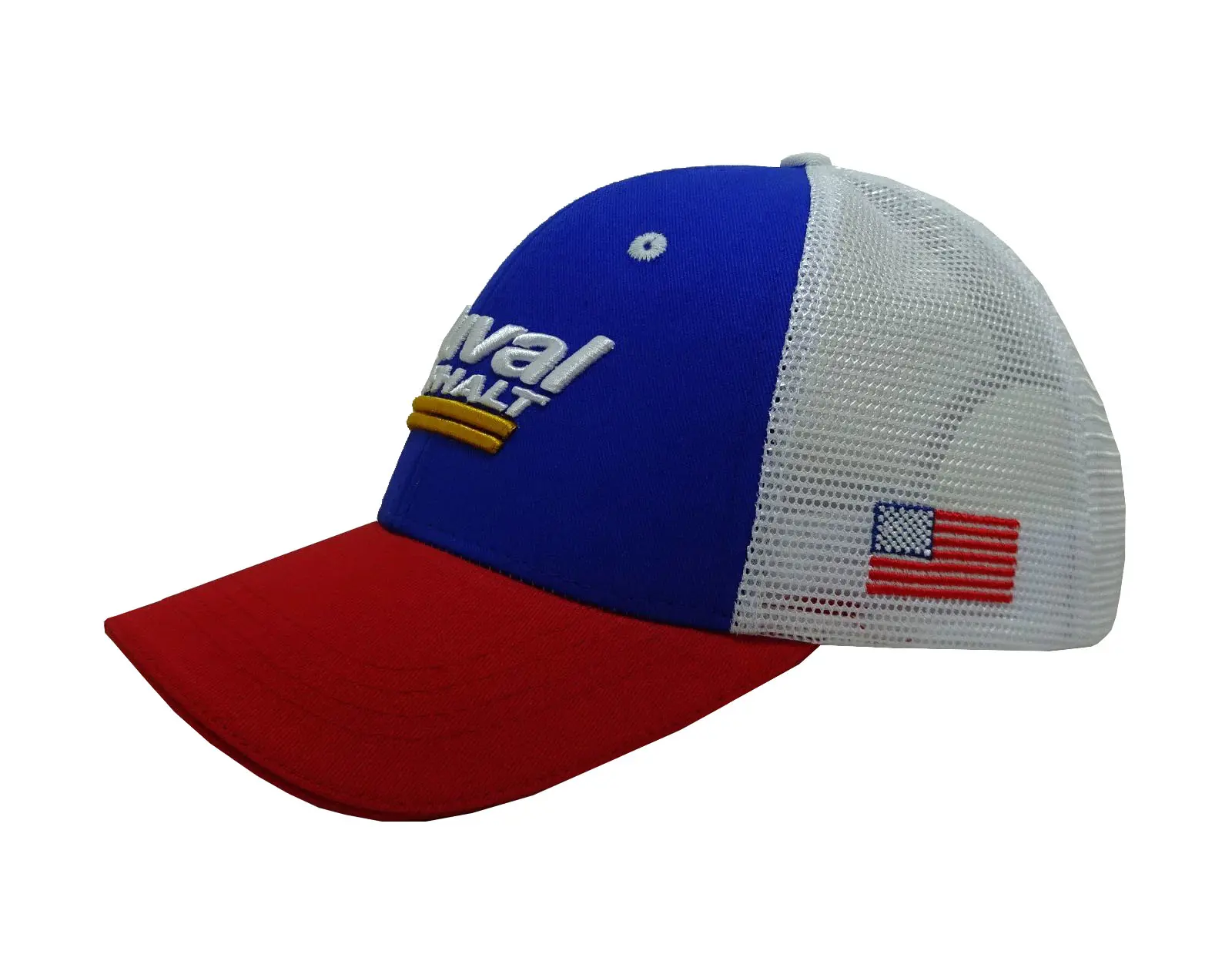 3D Embroidery 6-Panel Curved Brim High Quality Red/Blue Color Low Profile Cotton/Mesh Fabric Outdoor Street Style Trucker Hat 2