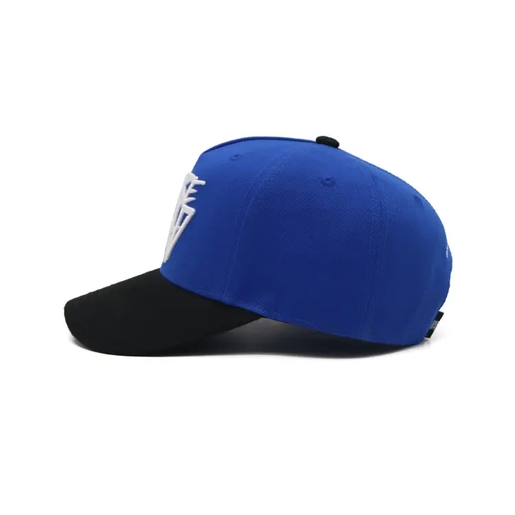 3D Embroidery Letter 5 Panels Baseball Cap Blue Single Plastic Buckle Curved Brim High Quality Medium Profile Baseball Caps 5