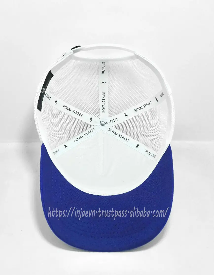 5-Panel Curved Brim High Quality Navy Blue Color Medium Profile Cotton and Mesh Fabric Trucker Hat in Vietnam Factory 5