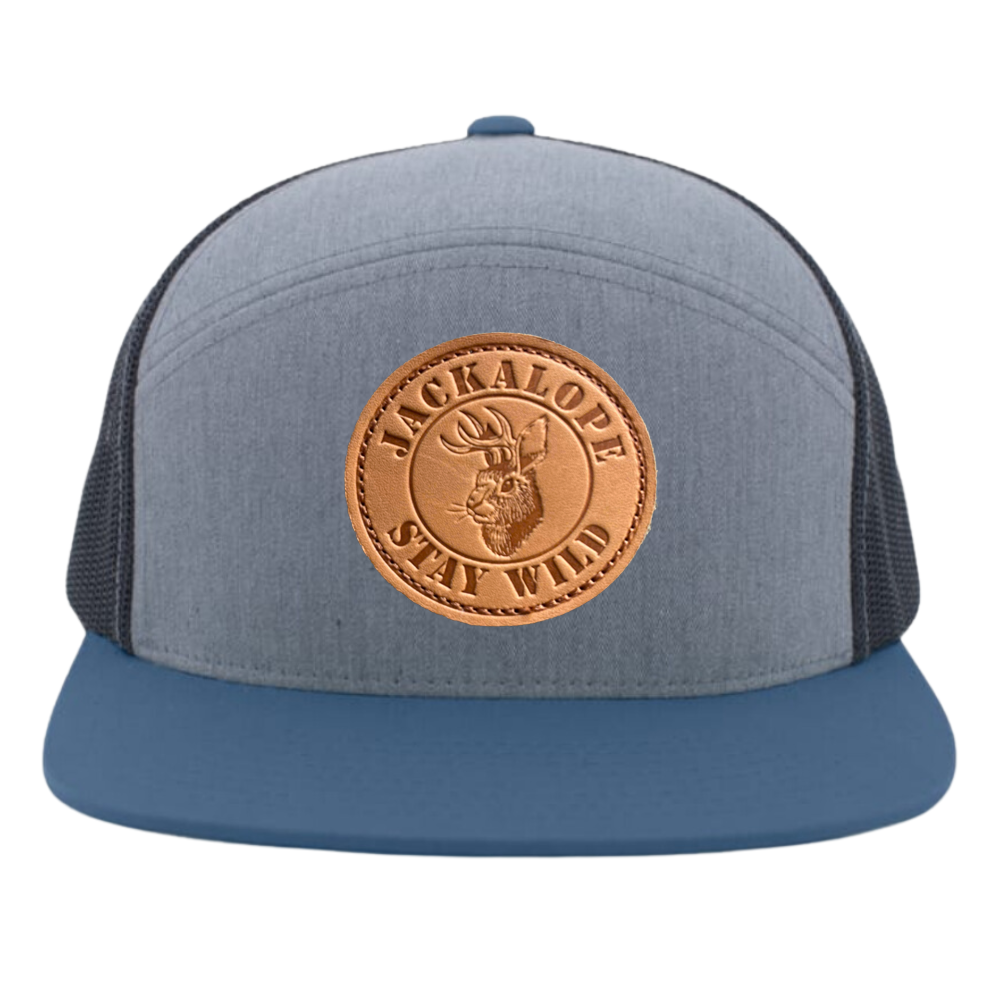 6 Pane Snapback Trucker Hat Gorras Leather Logo Patch Flat Brim Structured Breathable Mesh Flat Brim Adjustable Closure Unisex 2