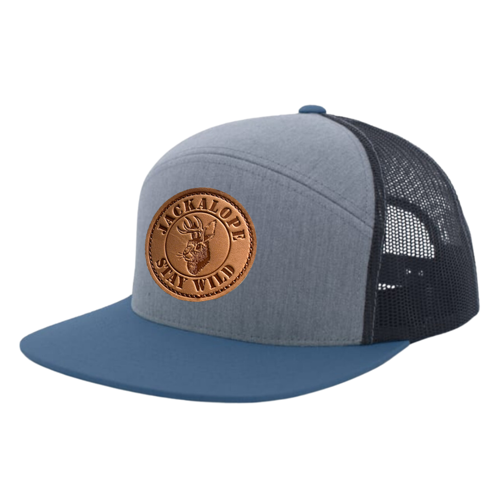 6 Pane Snapback Trucker Hat Gorras Leather Logo Patch Flat Brim Structured Breathable Mesh Flat Brim Adjustable Closure Unisex 3