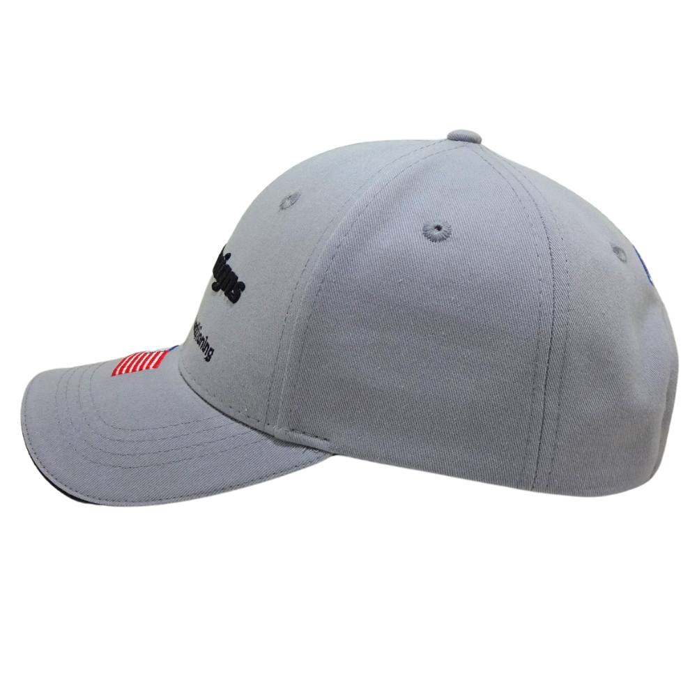 6 Panel Baseball Cap 3D Embroidered Design Logo Front and Back Side Country Flag on Brim Curved Bill Magic Sticker Closure Tape 3