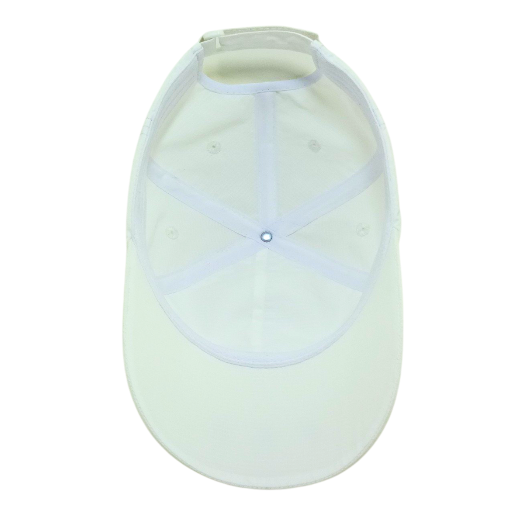 6 Panel Baseball Dad Cap Hat Custom 2D Flat Embroidery Logo Unstrutured on Brim Plastic Mixed Magic Sticker Back Closure White 6