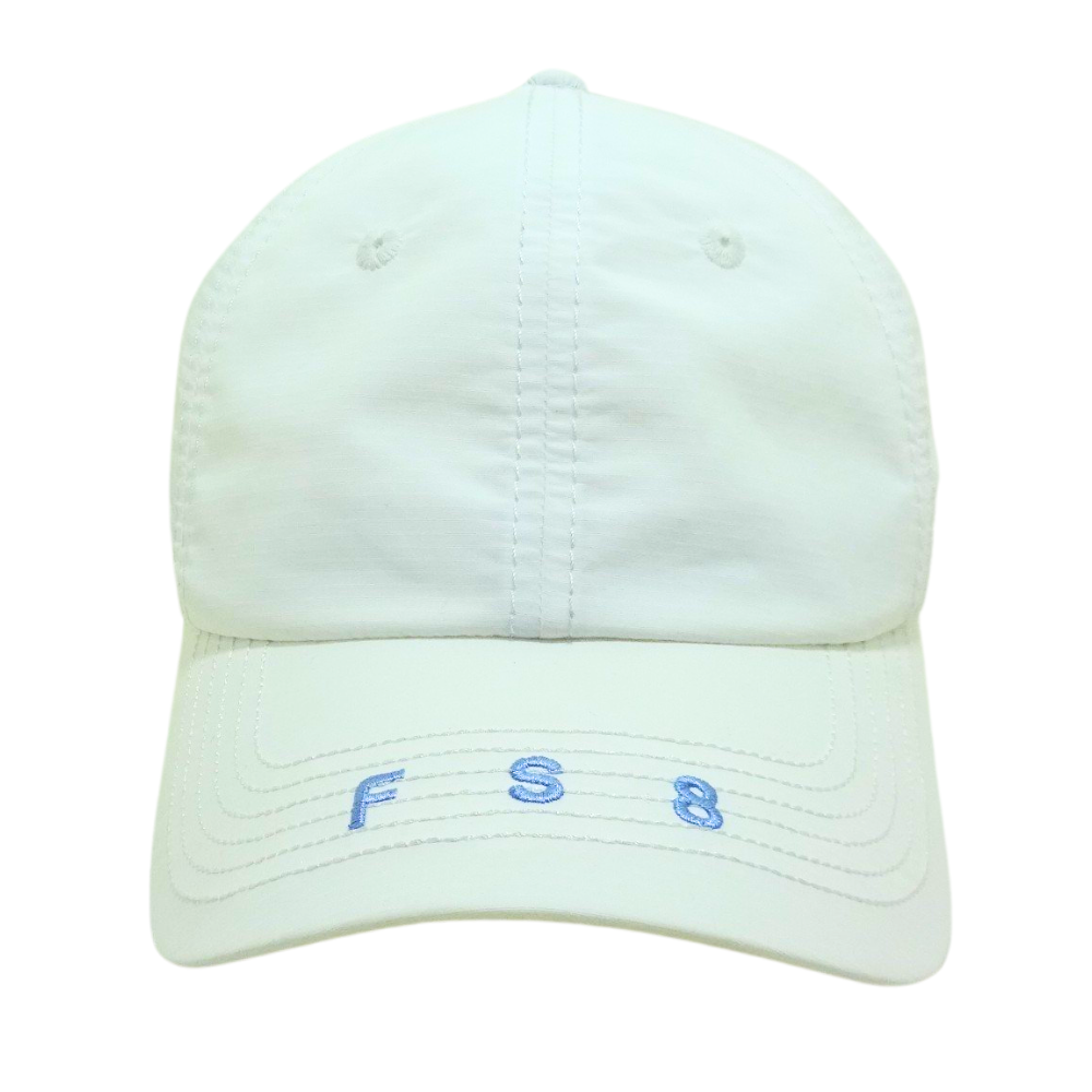 6 Panel Baseball Dad Cap Hat Custom 2D Flat Embroidery Logo Unstrutured on Brim Plastic Mixed Magic Sticker Back Closure White