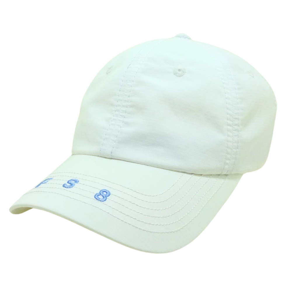 6 Panel Baseball Dad Cap Hat Custom 2D Flat Embroidery Logo Unstrutured on Brim Plastic Mixed Magic Sticker Back Closure White 3