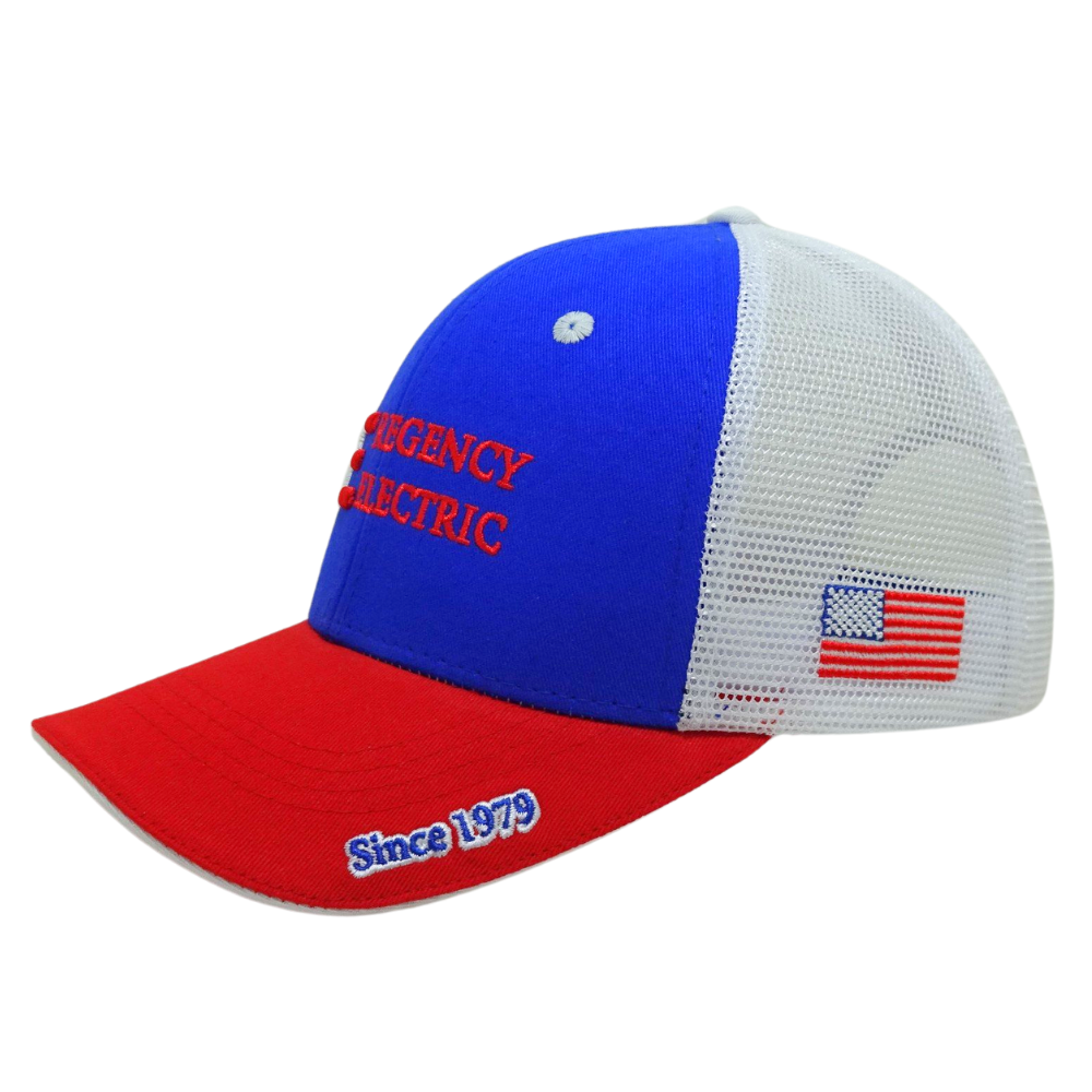 6 Panel Baseball Trucker Cap Custom 3D and Flat Embroidery on Front Brim and Magic Sticker Closure Tap Contrast Eyelet for B2B 3