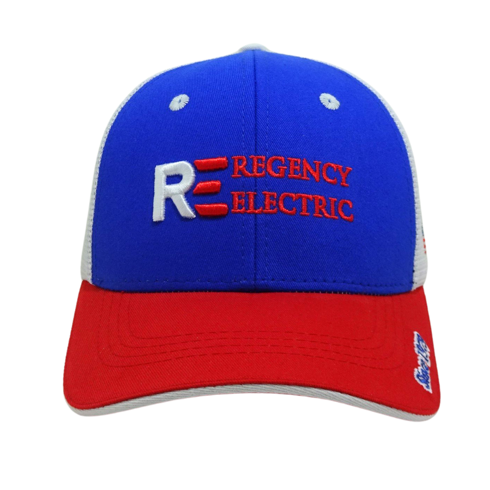 6 Panel Baseball Trucker Cap Custom 3D and Flat Embroidery on Front Brim and Magic Sticker Closure Tap Contrast Eyelet for B2B