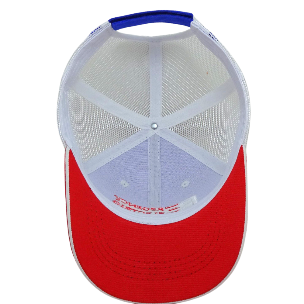 6 Panel Baseball Trucker Cap Custom 3D and Flat Embroidery on Front Brim and Magic Sticker Closure Tap Contrast Eyelet for B2B 6