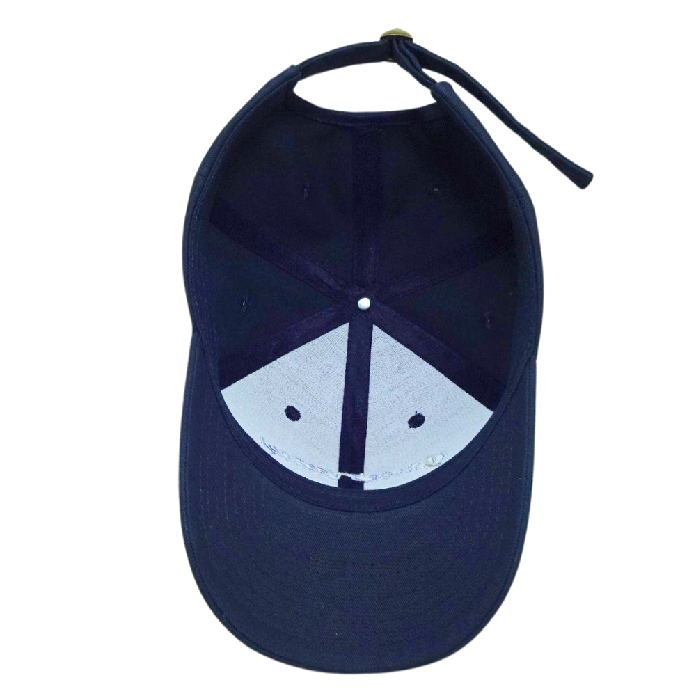 6 Panel Blue Baseball Cap Adjustable Mental Buckle Structured Curved Brim Sun Hat for Casual Wear for Men Women High Quality OEM 6