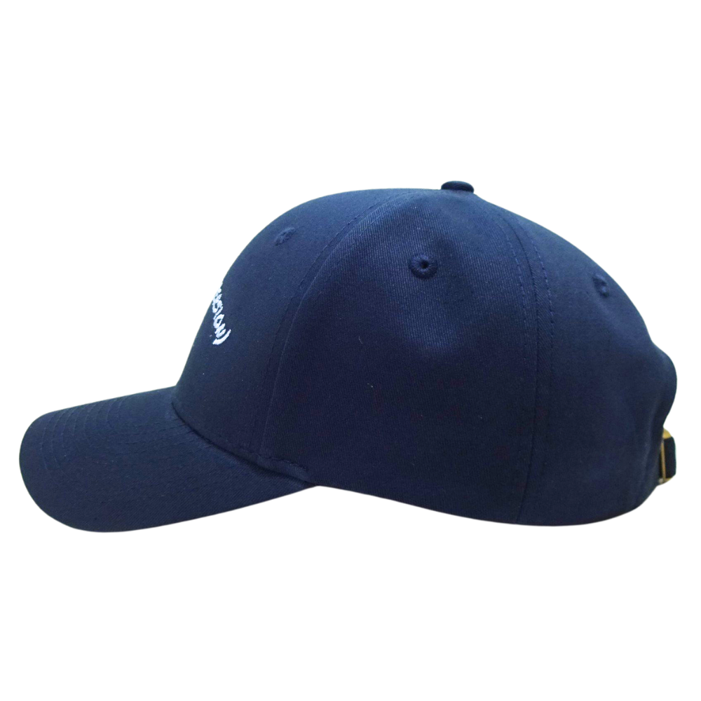 6 Panel Blue Baseball Cap Adjustable Mental Buckle Structured Curved Brim Sun Hat for Casual Wear for Men Women High Quality OEM 4