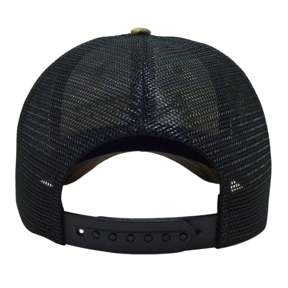 6 Panel Camouflage Trucker Hat Green 3D Embroidery Black Mesh Structured Cap With Contrast Stitching Line for Your Own Brand OEM 7