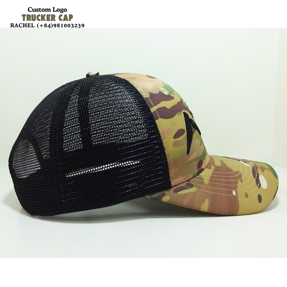 6 Panel Camouflage Trucker Hats Gorras Structured Caps 3D Embroidered Logo Curved Brim Adjustable Snapback For Hunting Fishing 4