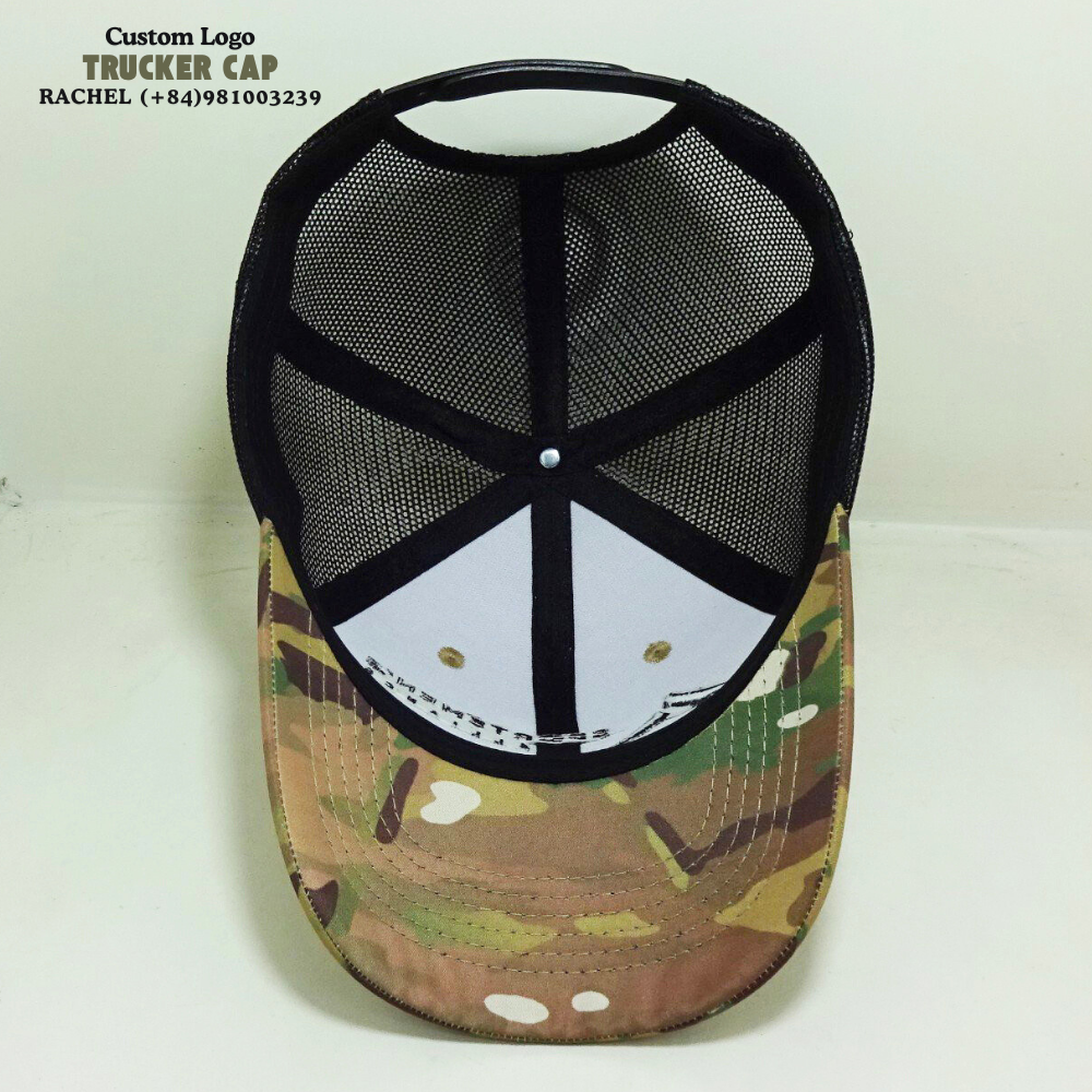 6 Panel Camouflage Trucker Hats Gorras Structured Caps 3D Embroidered Logo Curved Brim Adjustable Snapback For Hunting Fishing 5