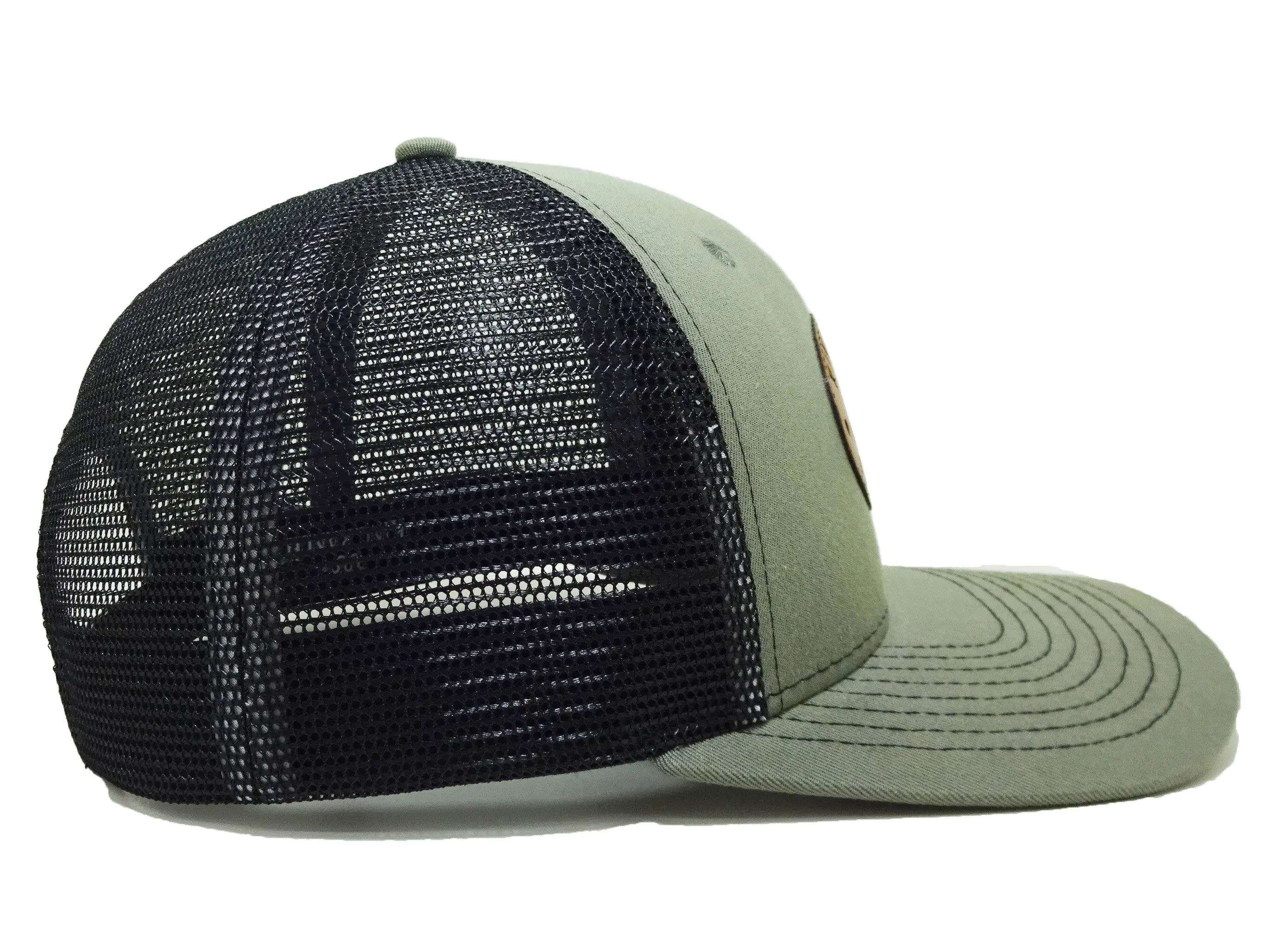 6-Panel Curved Brim High Quality Green Color Medium Profile 65% Cotton and 35% Polyester Trucker Hat in Vietnam Fa 3