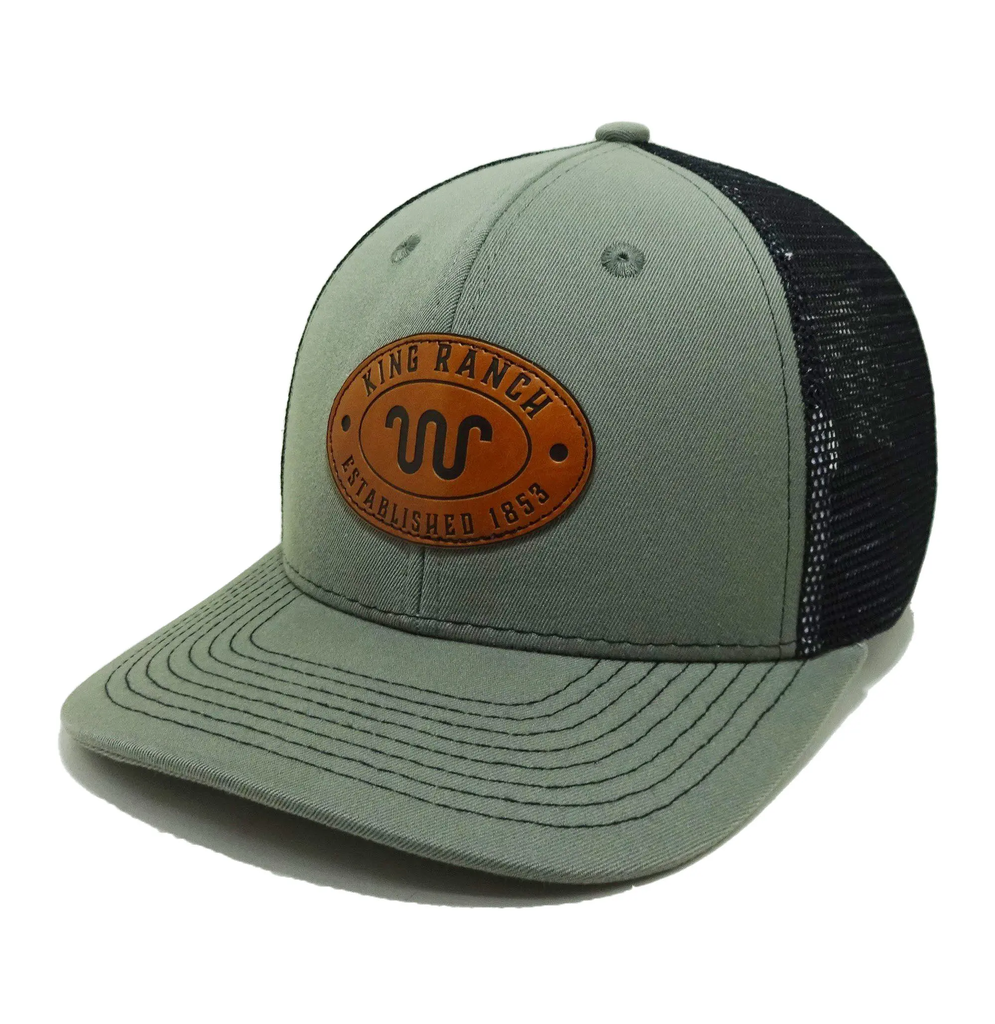 6-Panel Curved Brim High Quality Green Color Medium Profile 65% Cotton and 35% Polyester Trucker Hat in Vietnam Fa 2