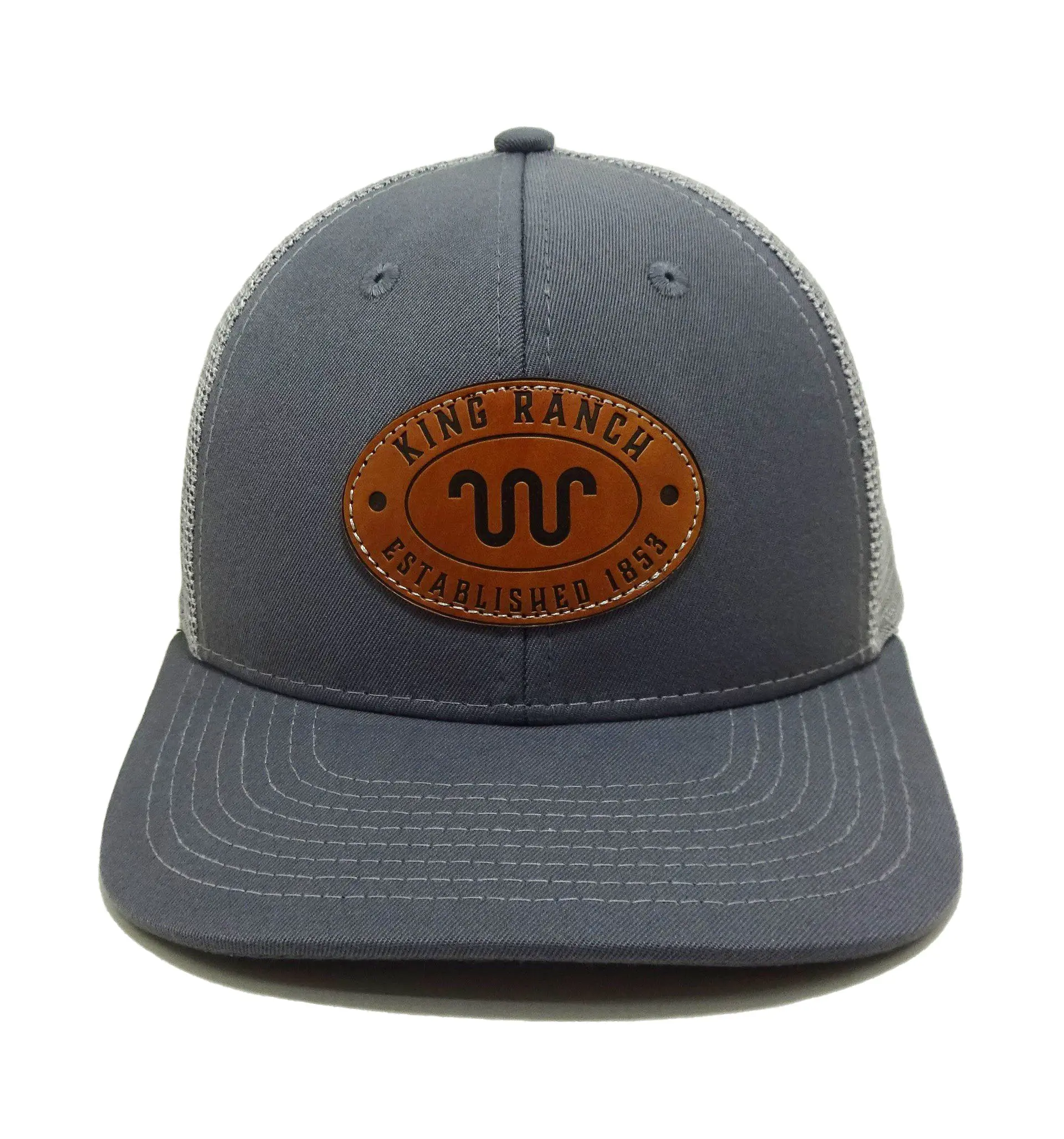 6-Panel Curved Brim High Quality Grey Color Medium Profile 65% Cotton and 35% Polyester Trucker Hat for Men in Vietnam  Factory 1