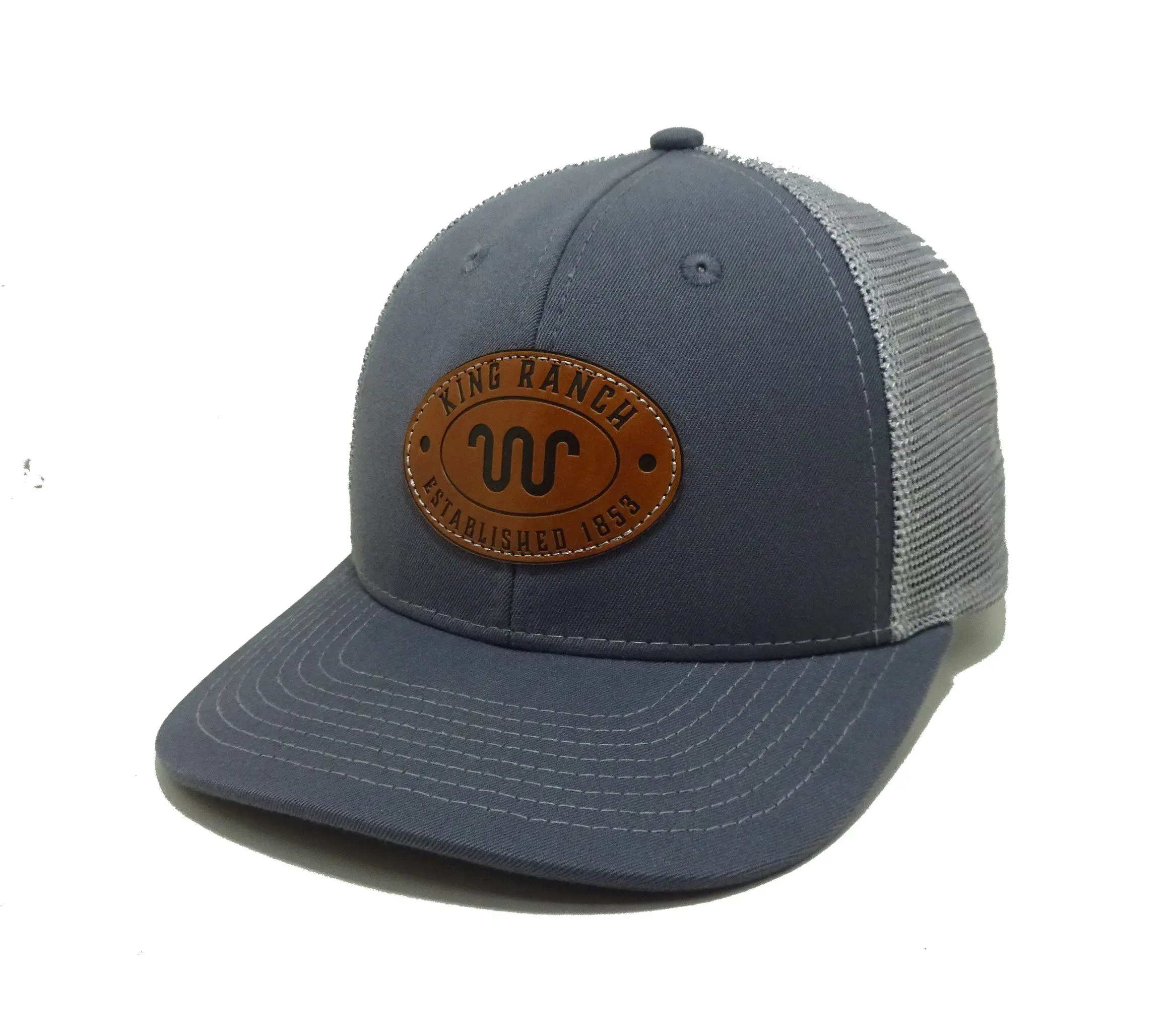 6-Panel Curved Brim High Quality Grey Color Medium Profile 65% Cotton and 35% Polyester Trucker Hat for Men in Vietnam  Factory 2