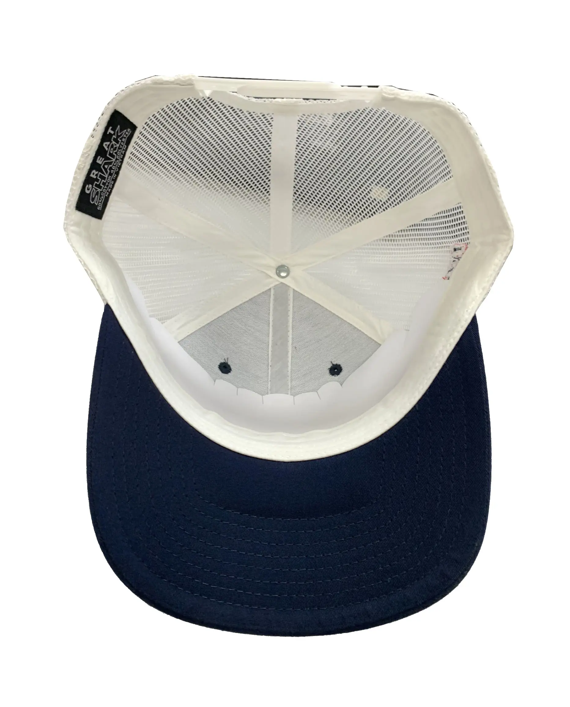 6-Panel Curved Brim High Quality Navy Blue Color Medium Profile Cotton and Mesh Fabric Trucker Hat in Vietnam Factory 5