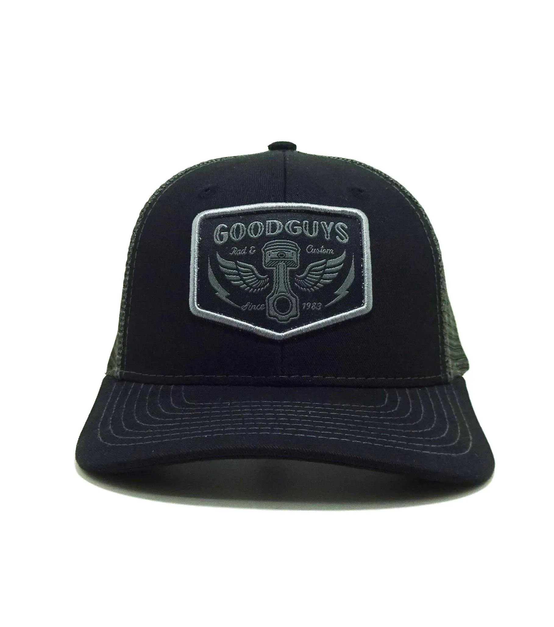 6-Panel Curved Brim Structured High Quality Black Color Medium Profile Trucker Hat for Men in Vietnam Factory 1