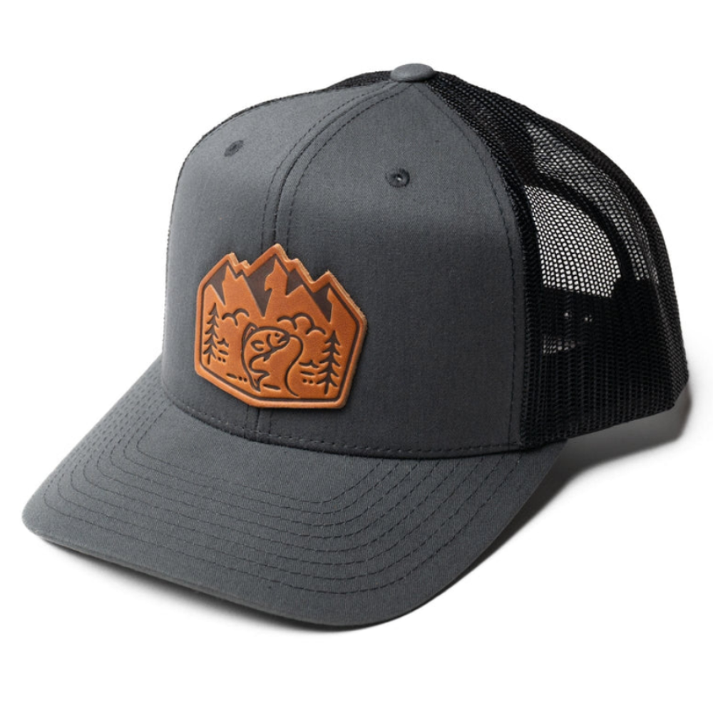 6 Panel Gorras R 112 Trucker Hats Structured Cap Leather Logo Patch Front Side Plastic Single Row Buckle Closure Sporty Unisex 4