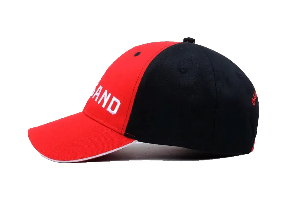 6 Panel High Quality Cotton Baseball Cap with Custom Logo Black and Red Color Sports Cap for All Seasons Baseball Cap 3