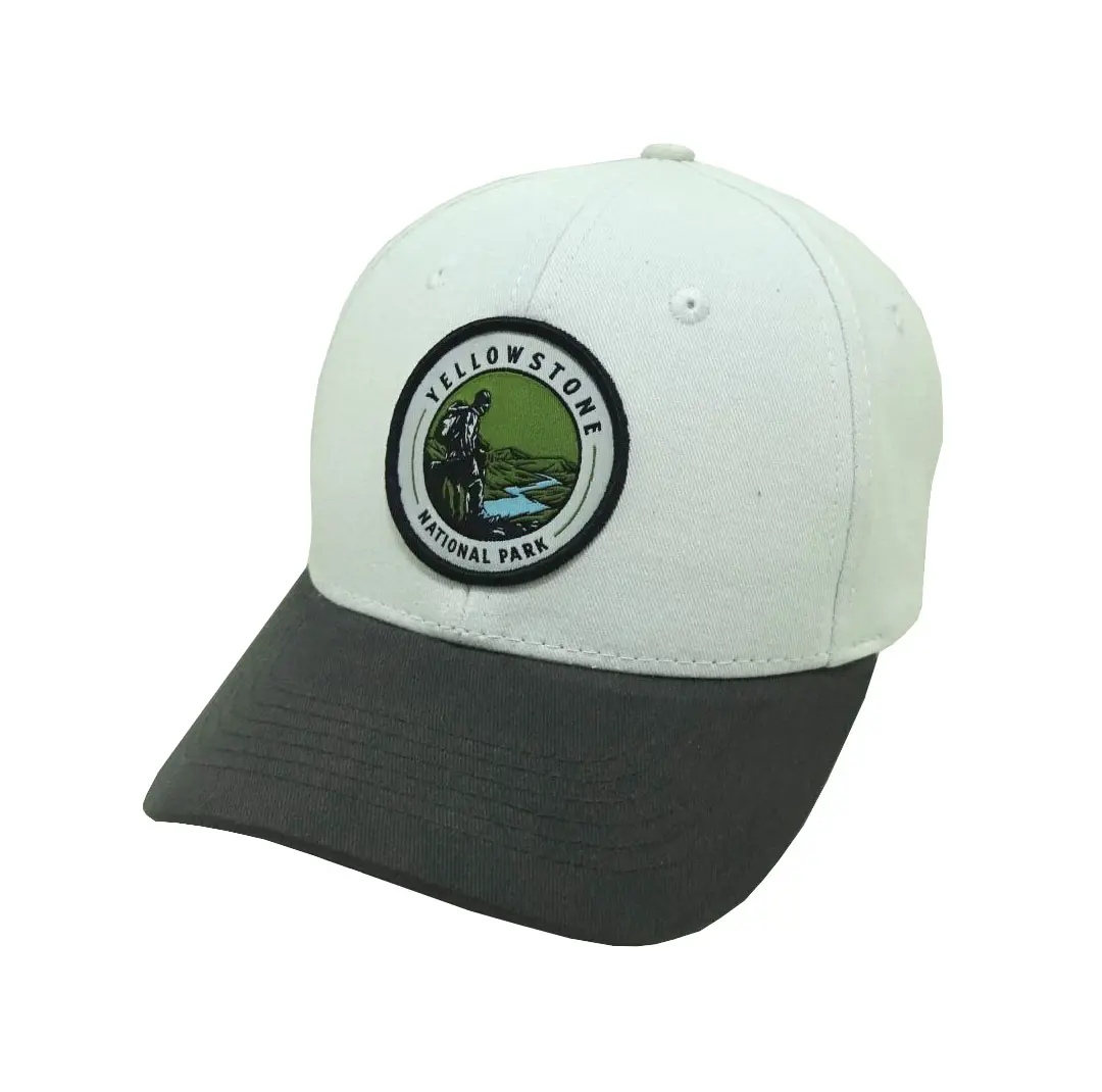 6-Panel Mix White/Grey Color Adjustable Curved Brim High Quality Low Profile 65% Cotton and 35% Polyester Fabric Baseball Cap 2