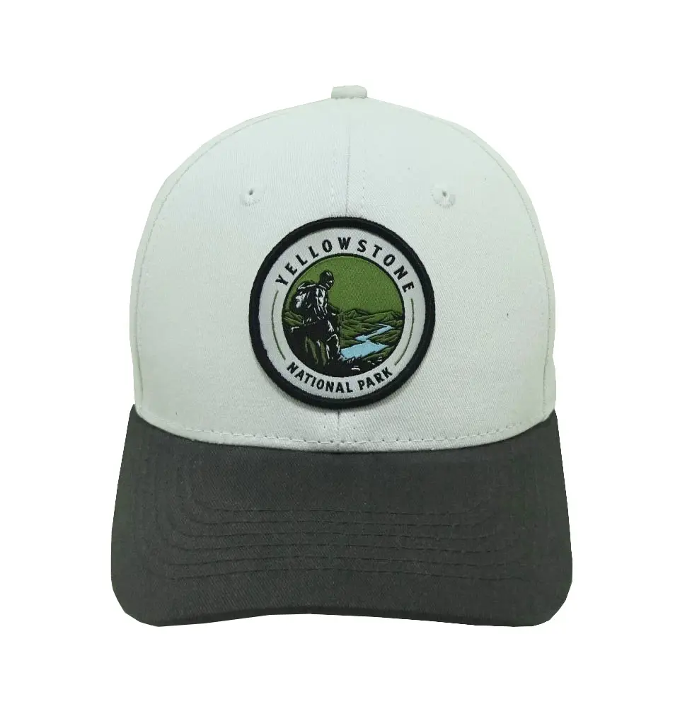 6-Panel Mix White/Grey Color Adjustable Curved Brim High Quality Low Profile 65% Cotton and 35% Polyester Fabric Baseball Cap 1