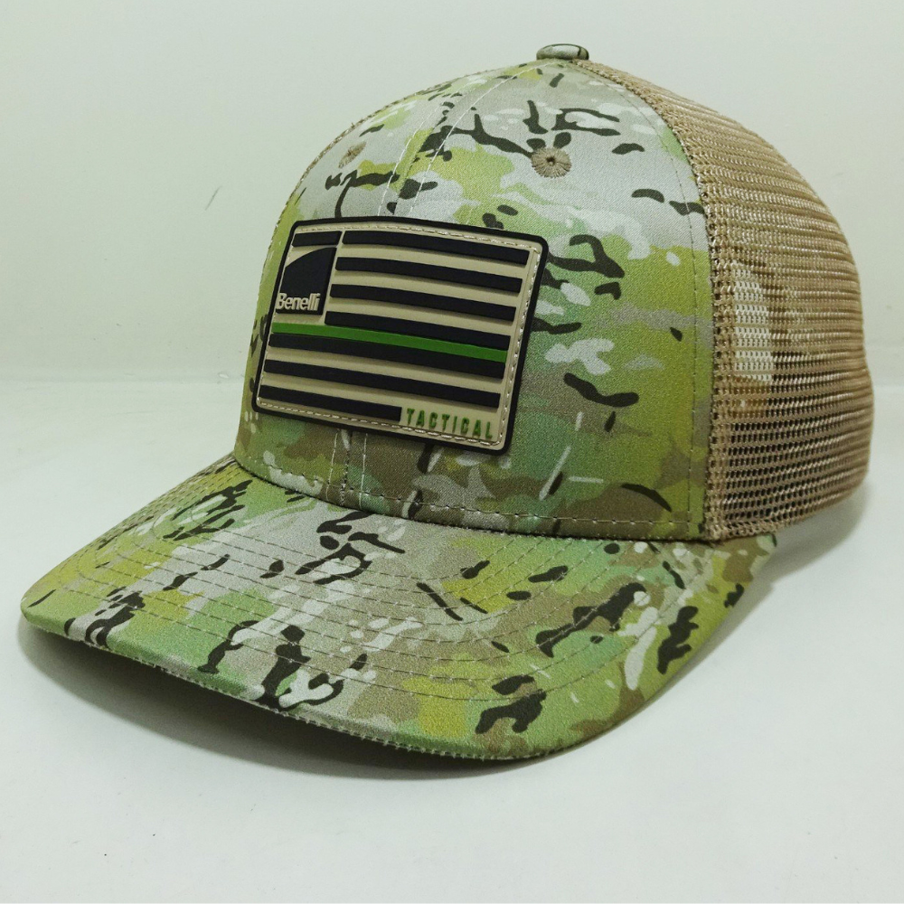 6 Panel Rubber/Silicone Logo Patches Trucker Hats Camouflage Printed Inner Tapes Slightly Curved Brim Fishing Unisex Vietnam OEM 4