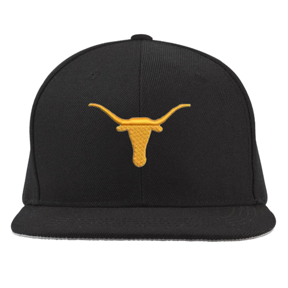 6 Panel Snapback Embroidery Cow Horn Logo High Profile Flat Brim Structured Caps Adjustable Single Row Snapback Brand Promotions 2