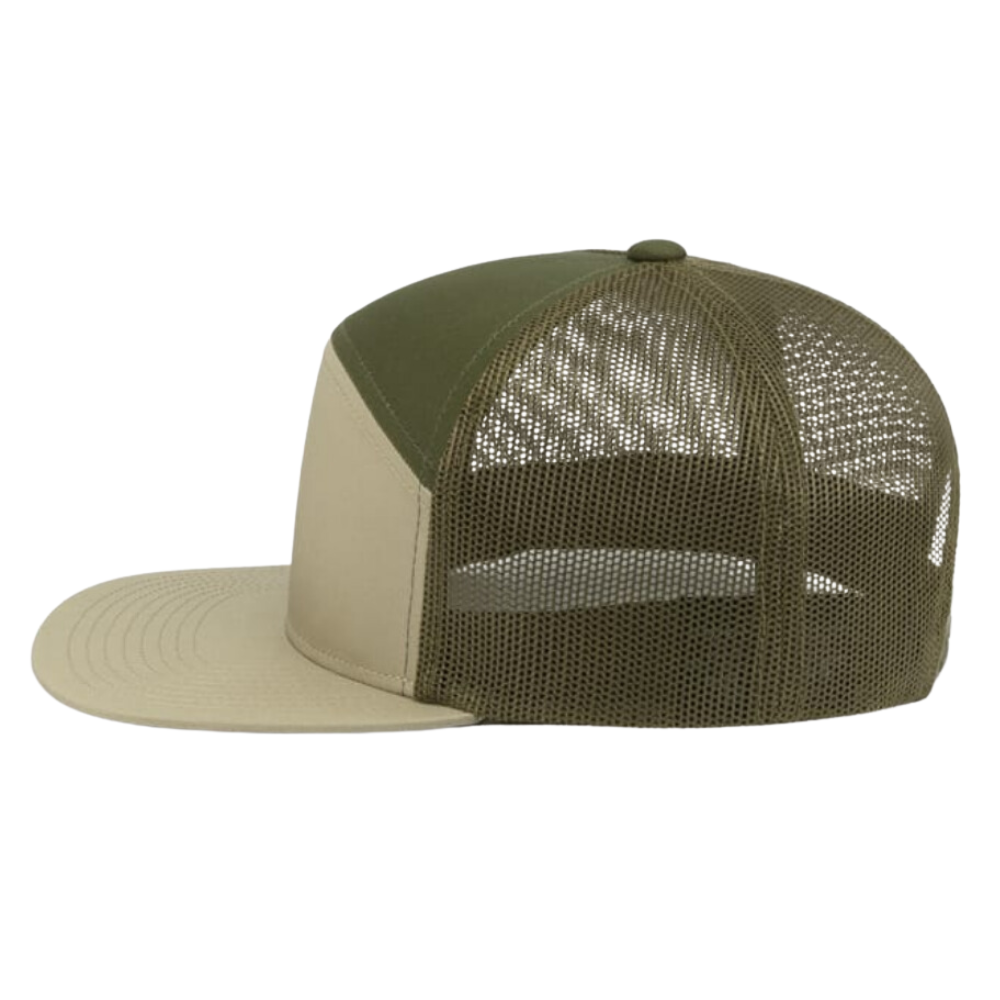 6 Panel Snapback Trucker Hat Gorras Leather Logo Patch Flat Brim Structured Loden GreenBreathable Adjustable Single Row Buckle 4