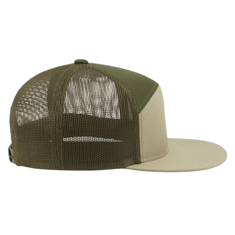 6 Panel Snapback Trucker Hat Gorras Leather Logo Patch Flat Brim Structured Loden GreenBreathable Adjustable Single Row Buckle 5