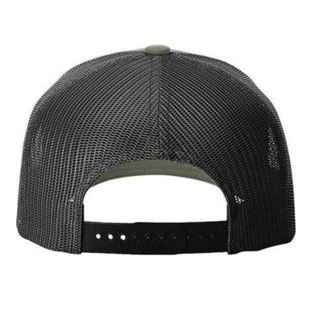 6 Panel Trucker Hat Loden Green/Black Penguin Woven Patches Breathable Mesh Adjustable Single Row Buckle High Quality Wholesale 6